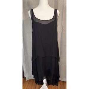 KARL LAGERFELD for H&M Dress Women's Size 13 flowy black 100% silk layered